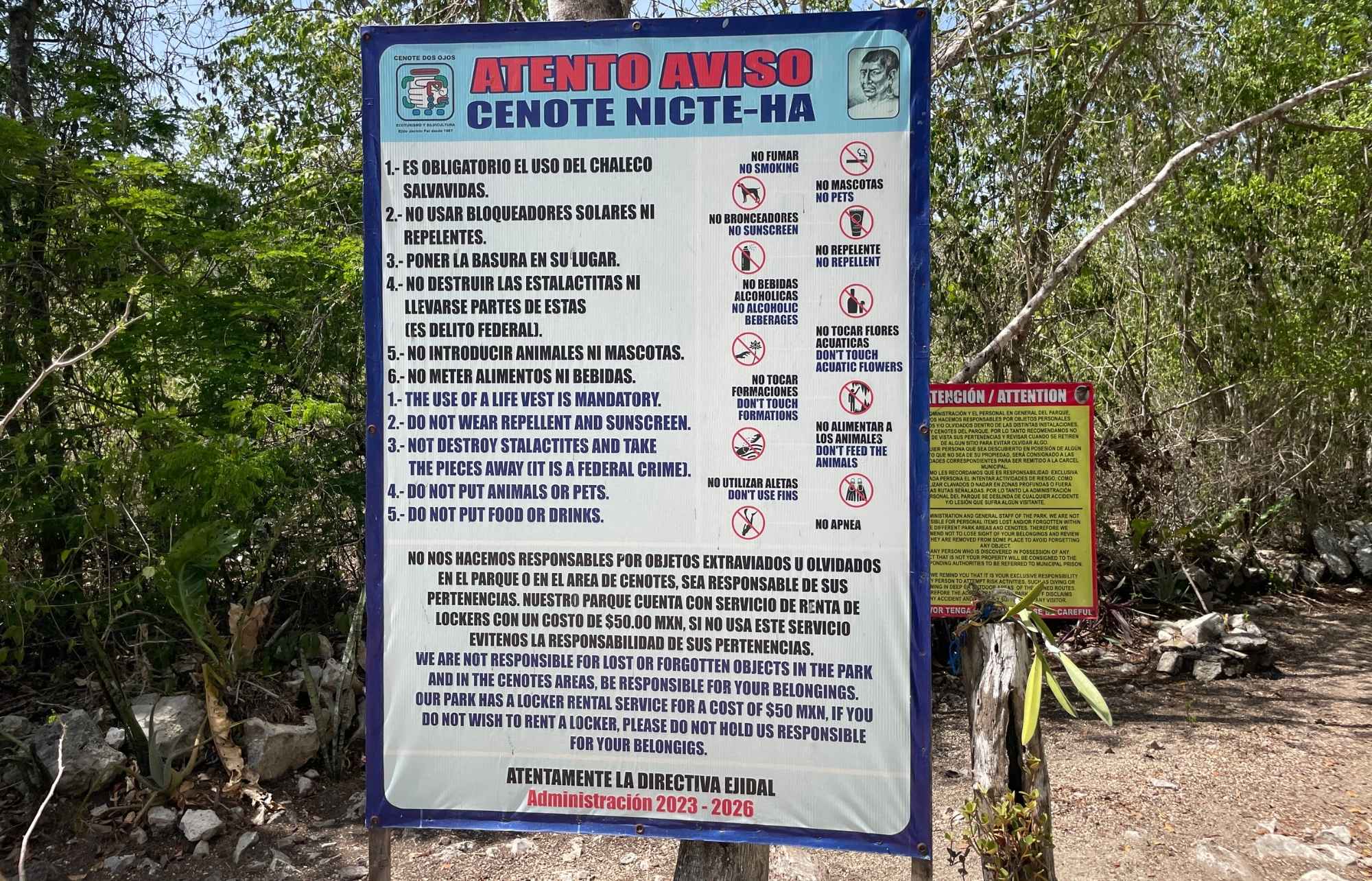 Les règles au Cenote Nicte-Ha