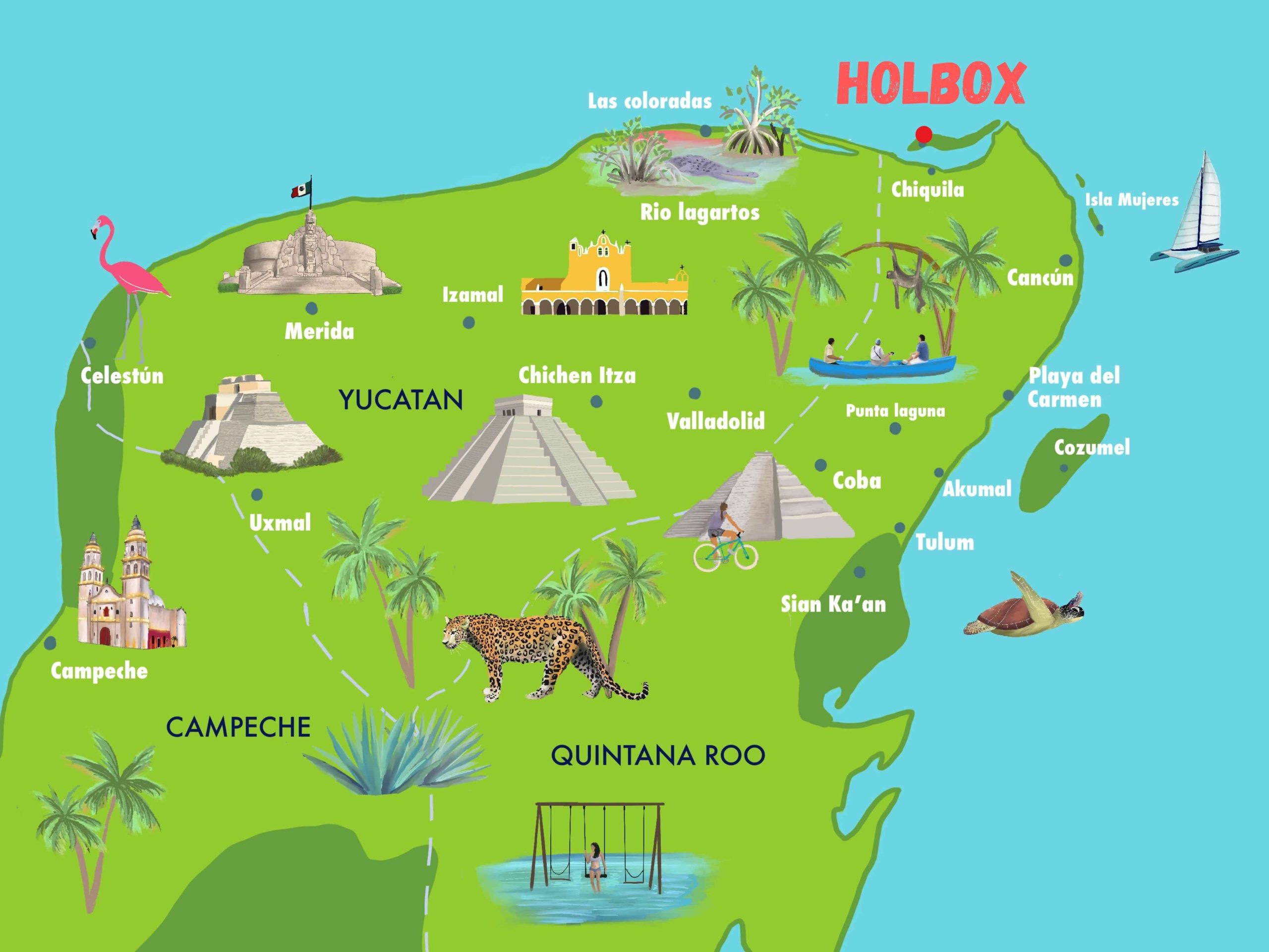 Carte du Yucatan - Holbox